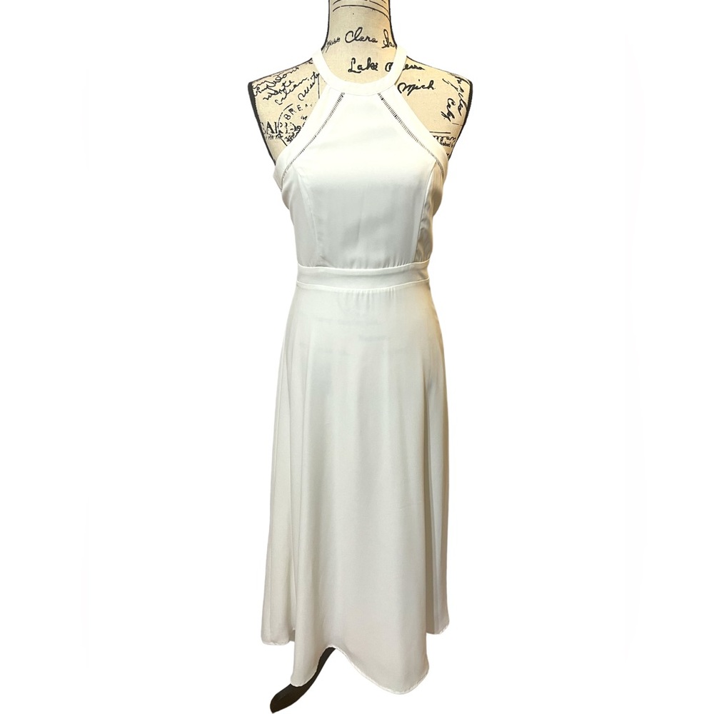 Lulus Summer Dream white halter tie-back midi dress, size s